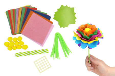 Kit création de fleurs en papier de soie - 12 réalisations - Kits clés en main – 10doigts.fr