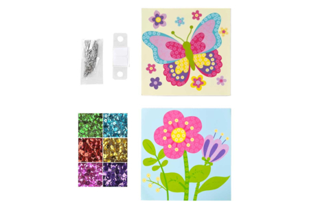 materiel Kit tableaux sequins fleur et papillon  - Kits clés en main – 10doigts.fr