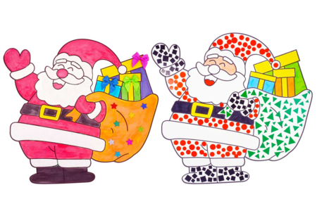 Pères-Noël géants en carte forte - 6 pièces - Supports de Noël en carton et papier – 10doigts.fr