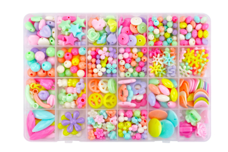 Coffret de 350 perles en plastique - Perles Plastique – 10doigts.fr