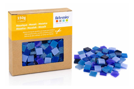 Mosaiques en résine, 1 x 1 cm - Mix bleu - Mosaïques en résine – 10doigts.fr