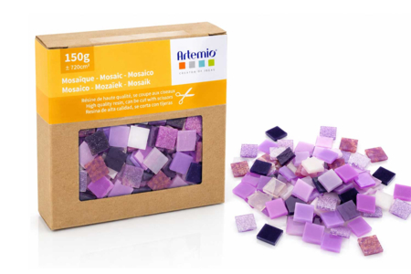 Mosaiques en résine, 1 x 1 cm - Mix violet - Mosaïques en résine – 10doigts.fr