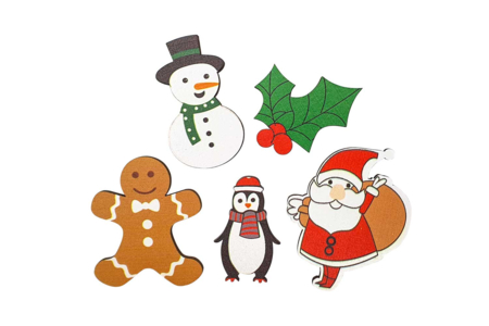 Motifs personnages de Noël en bois - 10 pièces - Petites décorations de Noël – 10doigts.fr
