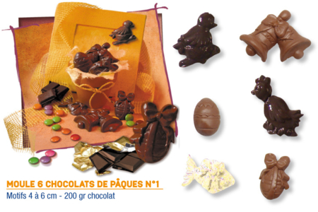 Moule chocolats de Pâques - 6 motifs - Supports de Pâques à décorer – 10doigts.fr