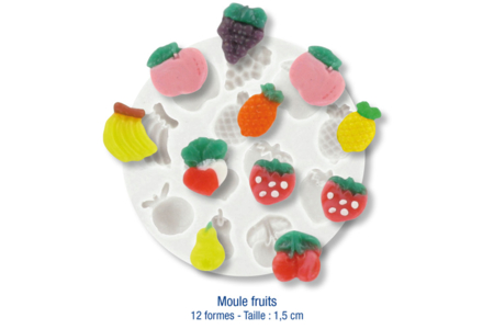 Moule en silicone flexible : 12 motifs fruits - 10doigts.fr