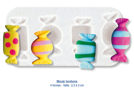 Moule en silicone flexible : 4 bonbons - 10doigts.fr