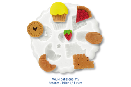 Moule en silicone flexible : 8 motifs Pâtisserie N°2 - 10doigts.fr