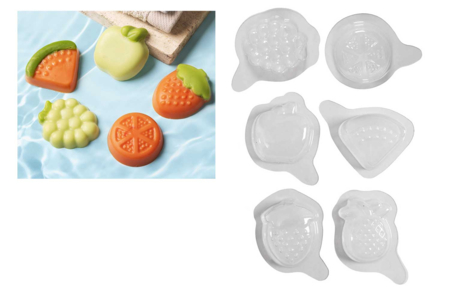 Moules en plastique, thème fruits - 6 pièces - Moules pour plâtre, savon, béton ... – 10doigts.fr