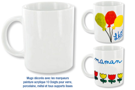 Mug en porcelaine blanche - Tutos Fête des Mères – 10doigts.fr