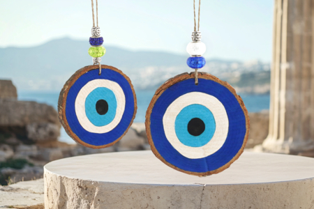 oeil porte bonheur rondin peinture - Activités manuelles créations de bijoux – 10doigts.fr