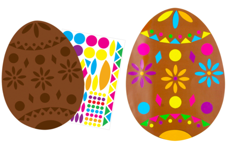 Œufs de Pâques géant couleur chocolat + gommettes - Kits activités de Pâques – 10doigts.fr