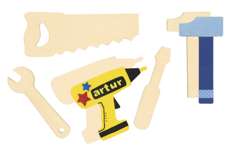 Formes outils en bois à décorer - Set de 5 - Supports plats – 10doigts.fr