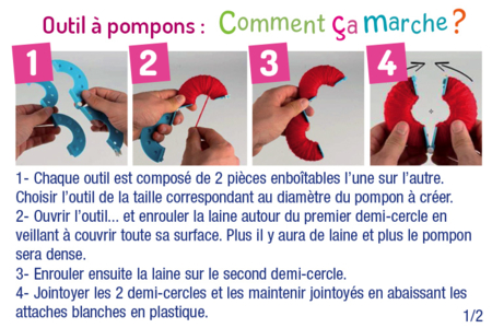 Outils pour fabriquer des pompons - Set de 4 outils - Tricot, Laine – 10doigts.fr