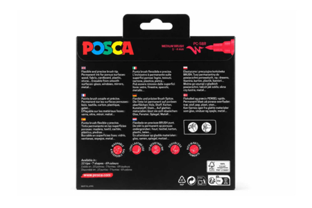 pack  POSCA Brush – Pochette de 8 marqueurs pinceau - Marqueurs POSCA : la référence mondiale de la peinture nomade – 10doigts.fr