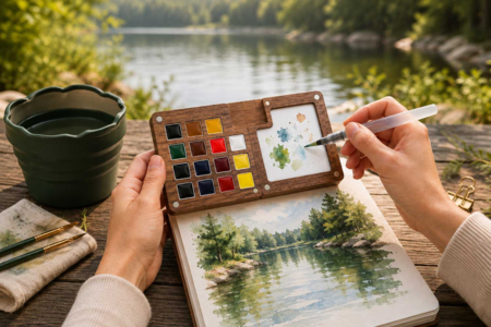 Palette Aquarelle Nomade Bois 15 Couleurs — ART & GO - Couleurs aquarelle – 10doigts.fr