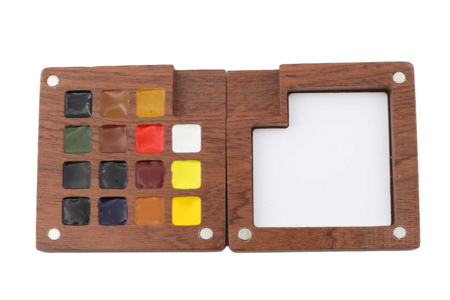 Palette aquarelle nomade en bois - Couleurs aquarelle – 10doigts.fr