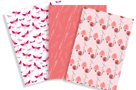 Papiers à encoller camaieu rose - 3 feuilles - Papiers Vernis-collage – 10doigts.fr