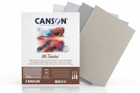 Papier pastel Mi-Teintes Canson gris - 20 fles - Papiers dessin – 10doigts.fr
