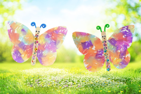 papillon peinture papier crépon - Activités manuelles Printemps – 10doigts.fr