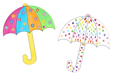 Parapluies géants en carte forte - 6 pièces - Supports de dessin à colorier – 10doigts.fr
