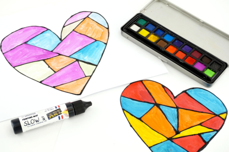 peinture 3D coeur activite enfant - Activités manuelles Saint-valentin – 10doigts.fr