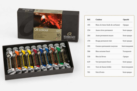 Peinture à l’huile Extra fine Rembrandt - 10 x 15 ml - Peinture à l'huile Beaux-Arts – 10doigts.fr