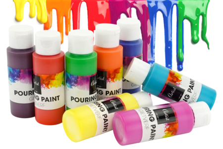 Peinture pouring - 8 couleurs assorties - Peinture Pouring Medium – 10doigts.fr