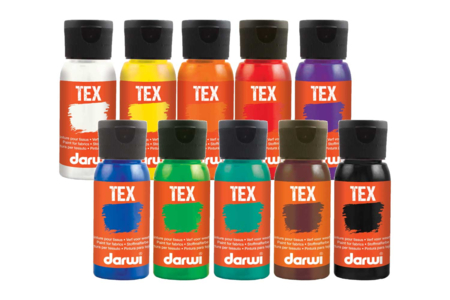 Peintures textile, flacon 50 ml - 10 couleurs - Peinture textile – 10doigts.fr