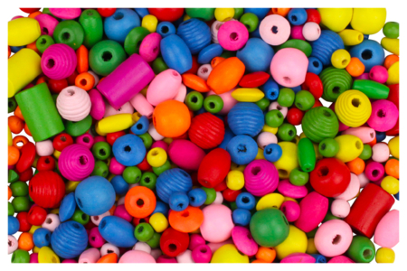 Perles en bois couleurs et formes assorties - Perles Bois – 10doigts.fr