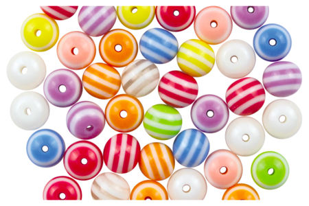 Perles rondes bayadères - 62 perles - Perles Acrylique – 10doigts.fr