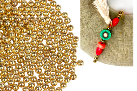 Perles rondes en plastique métallisé or - 1500 perles - Perles en plastique – 10doigts.fr
