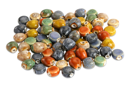 Perles mouchetées en céramique - 80 perles - Perles Céramique – 10doigts.fr