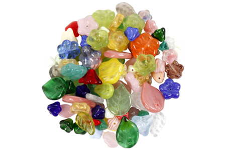Perles de verre fleurs, environ 90 perles - Perles Verre – 10doigts.fr