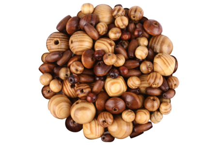 Perles en bois naturel verni - 200 perles - Perles en bois – 10doigts.fr