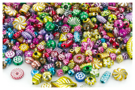 Perles métallisées "Mardi Gras" - 300 perles - Perles en plastique – 10doigts.fr