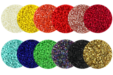 Perles en verre, tissage Peyote - Set de 12 couleurs - Tissage de perles – 10doigts.fr