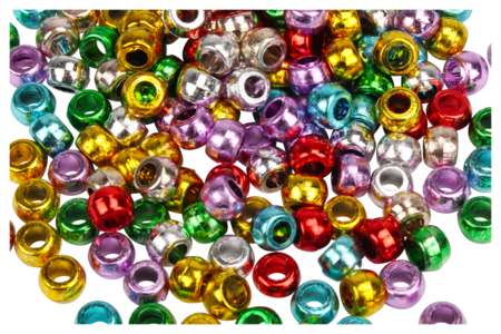 Perles métallisées à gros trou - 160 perles - Perles Plastique – 10doigts.fr