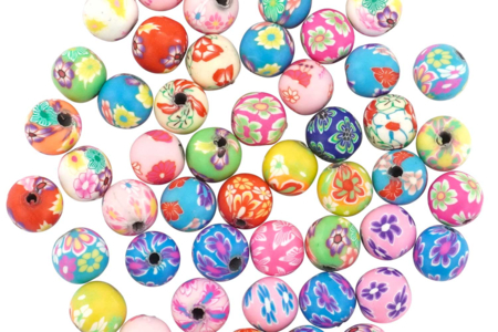 Perles rondes polymère Millefiori - 50 perles - Perles Pâte polymère – 10doigts.fr