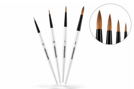 Pinceaux fins Daler-Rowney - 4 pièces - Pinceaux aquarelle – 10doigts.fr