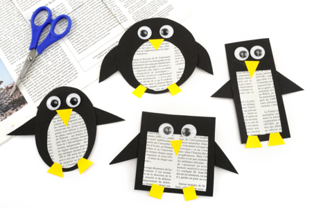 pingouin papier journal activité facile enfants - Activités manuelles Hiver – 10doigts.fr