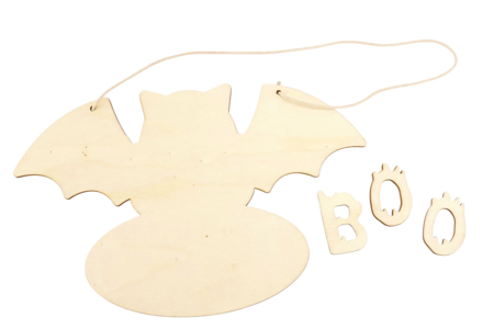 Plaque-Porte Boo bois - Supports d'Halloween à décorer – 10doigts.fr