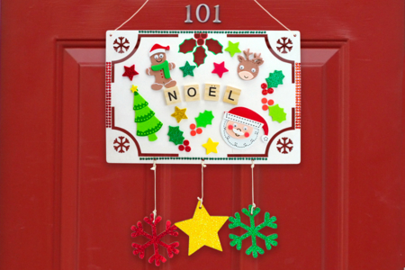 Plaque de Porte Noël en bois - Supports de Noël en bois – 10doigts.fr