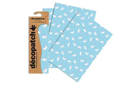 Papier Décopatch Licornes - 3 feuilles  N°727 - Papiers Décopatch – 10doigts.fr