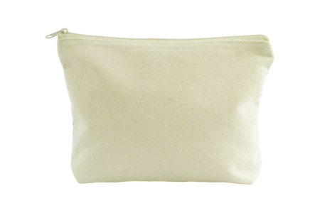 Pochette écru en coton, fermeture zippée  - Coton, lin - Textiles – 10doigts.fr