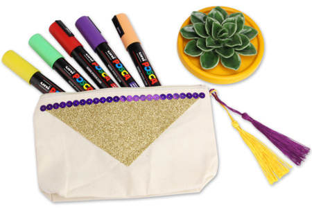 Pochette en coton pompons - Coton, lin - Textiles – 10doigts.fr