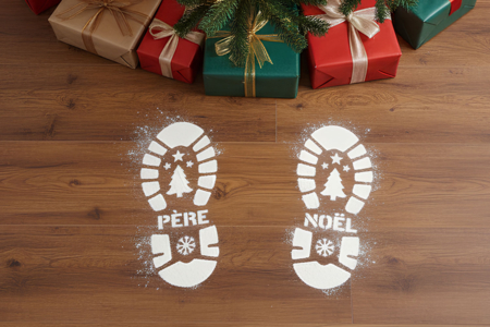 Pochoirs empreintes de pas Père-Noël - Pochoirs et tampons de Noël – 10doigts.fr