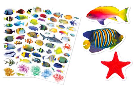Gommettes poissons + fresque fond marin - Gommettes Animaux – 10doigts.fr