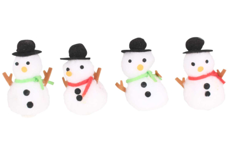 Petits bonhommes de neige pompons - 4 pièces - Petites décorations de Noël – 10doigts.fr