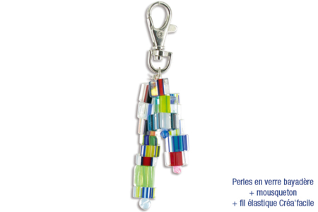 Porte-clefs ou mousqueton de perles bayadères en verre - Tutos Porte-clés – 10doigts.fr