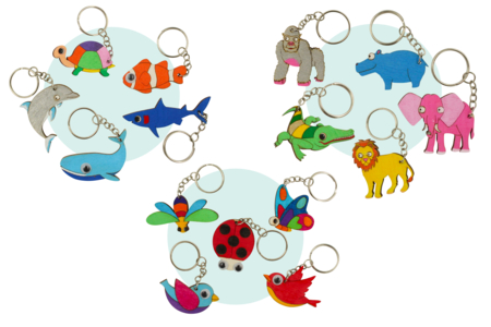 Porte-clés animaux en bois - Set de 5 - Porte-clés – 10doigts.fr